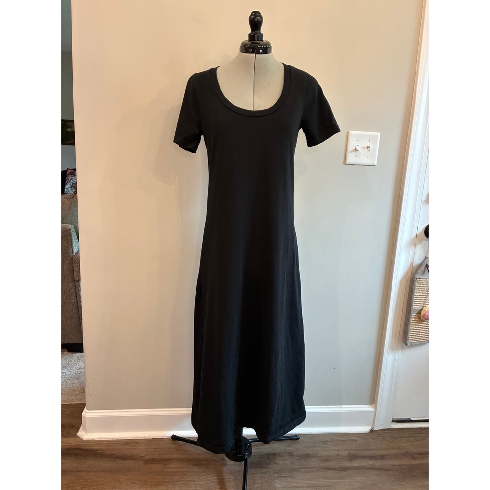 J.Crew Women Black Short Sleeve Scoop Neck Maxi Dress Size S